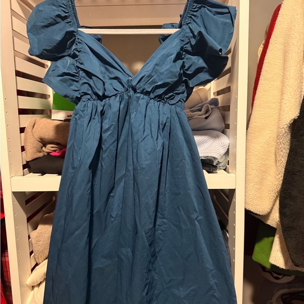 Blue Puff Sleeve Dress